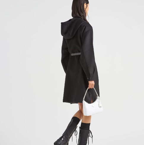 [미다스] 프라다 캐시고라 벨트 후드 코트 블랙 P629PK 44 새상품