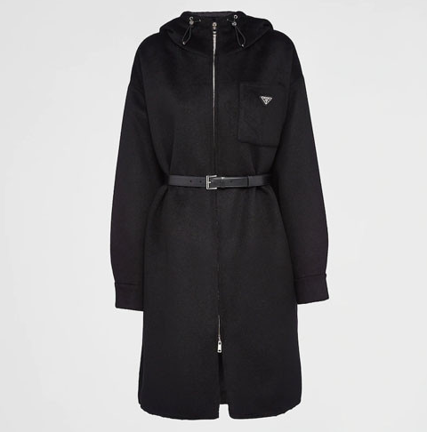 [미다스] 프라다 캐시고라 벨트 후드 코트 블랙 P629PK 44 새상품