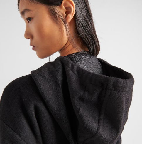 [미다스] 프라다 캐시고라 벨트 후드 코트 블랙 P629PK 44 새상품