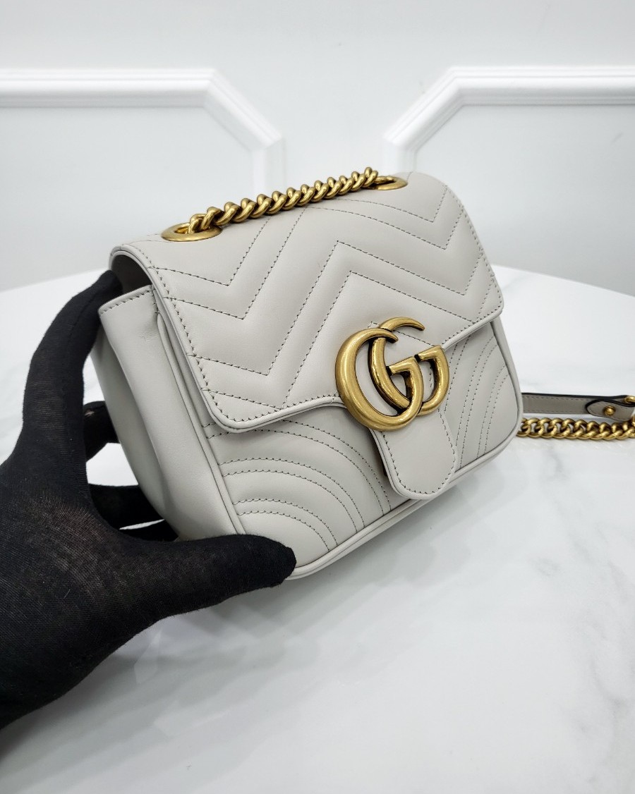 [미다스] 구찌 GG 마몽 미니 체인 숄더백 그레이 739682