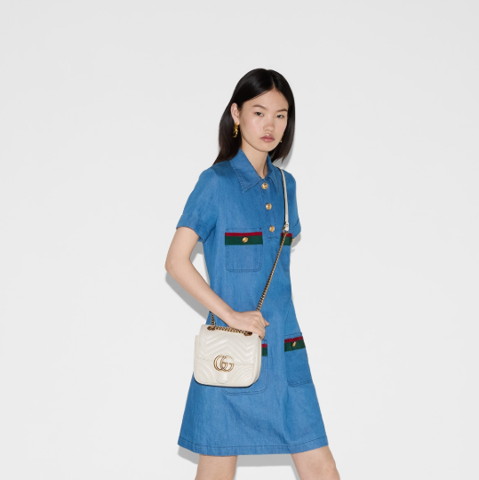 [미다스] 구찌 GG 마몽 미니 체인 숄더백 그레이 739682