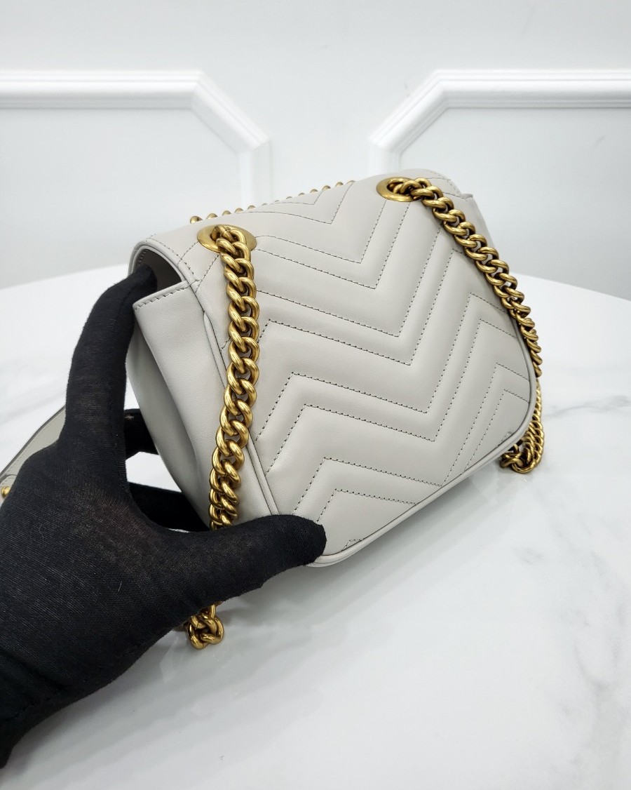 [미다스] 구찌 GG 마몽 미니 체인 숄더백 그레이 739682