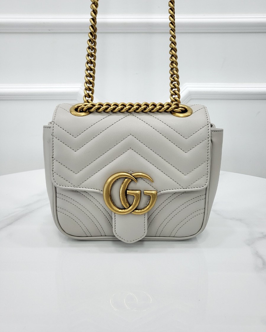 [미다스] 구찌 GG 마몽 미니 체인 숄더백 그레이 739682