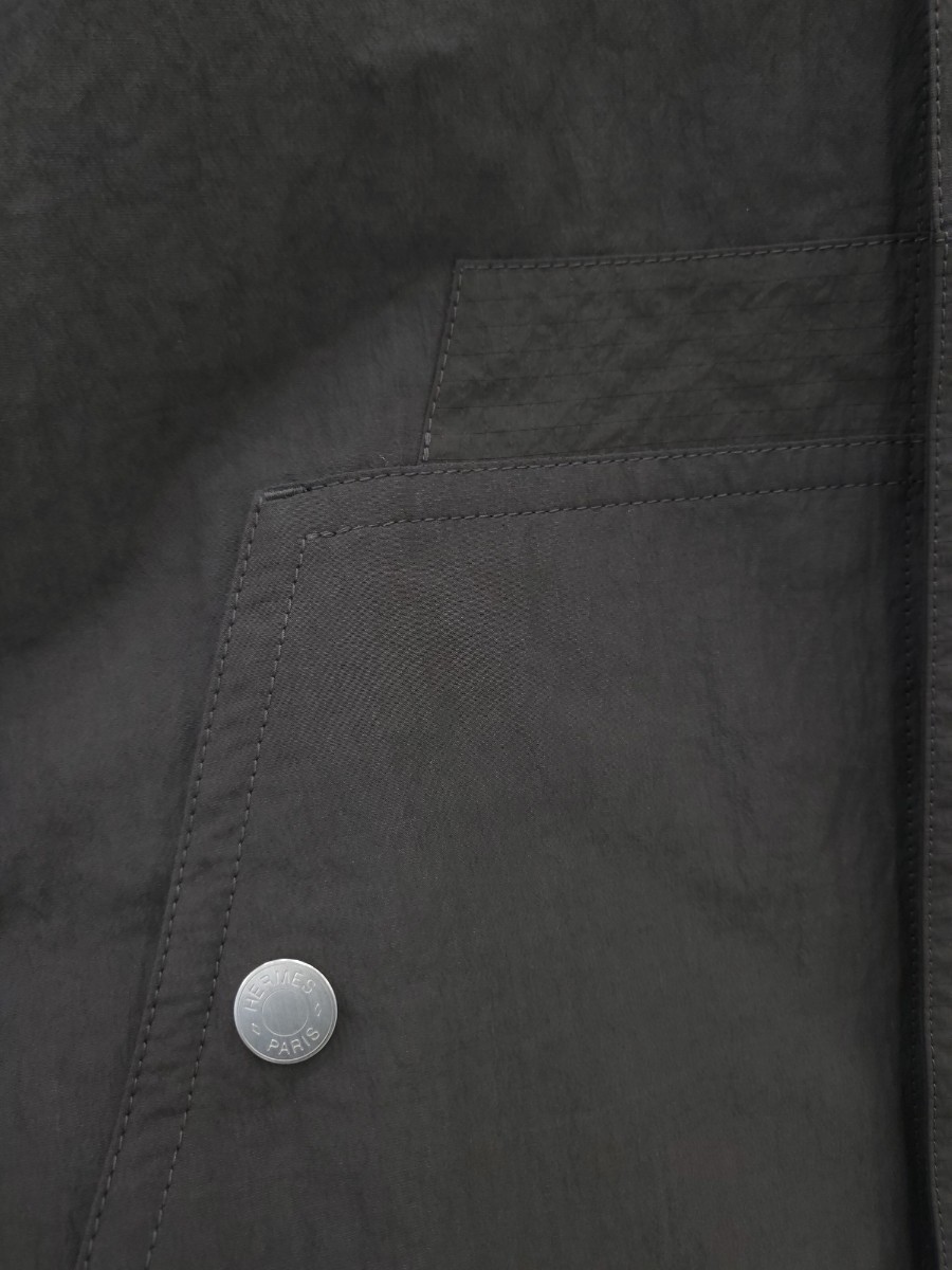 []미다스] 에르메스 남성 반팔 오버 스냅 셔츠 H452400HG5K48 블랙